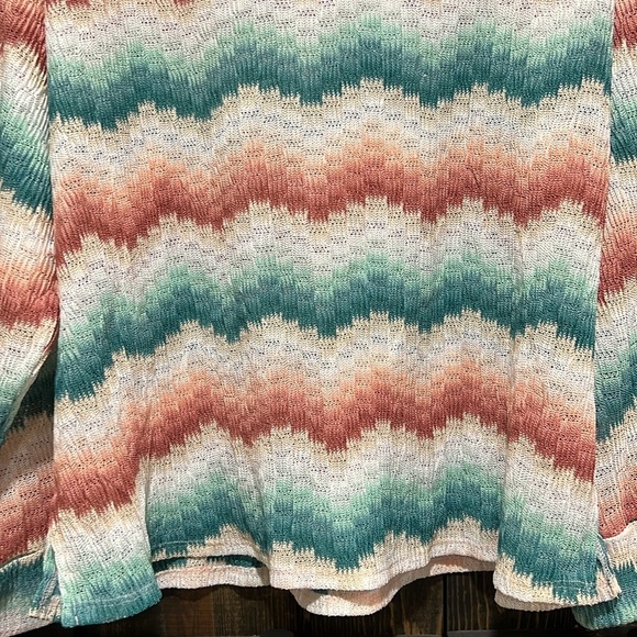 Show Me Your MuMu Top L Catch Waves Daytime Pullover Stripes Bell Sleeves Boho - Picture 6 of 11